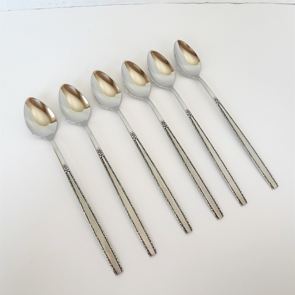 Oneida VIA ROMA Stainless Steel Flatware Lot of 6 Iced Tea Spoons